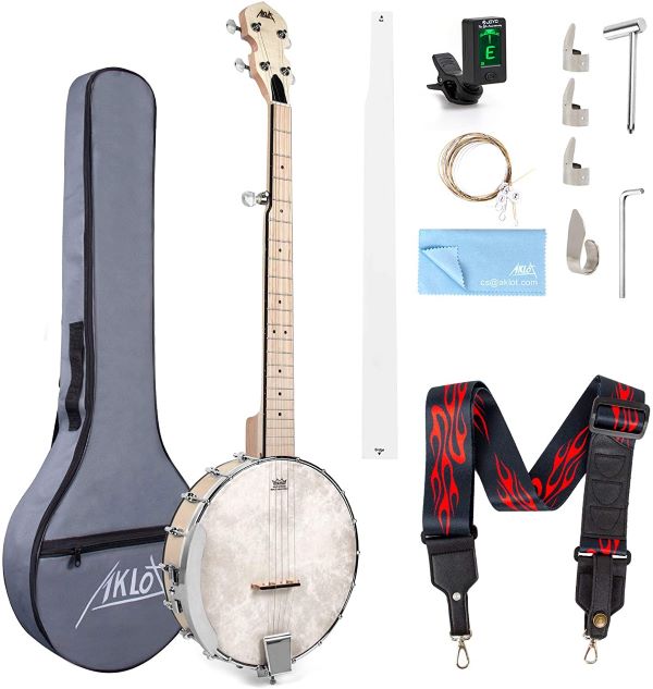AKLOT 5 Strings Banjo: A Full-Size Maple Banjo with open back Remo Head